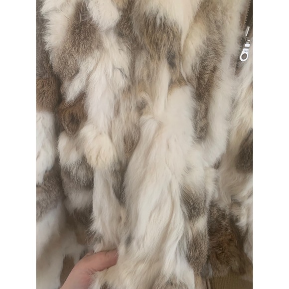 Wilsons Leather Maxima Rabbit Fur Jacket Brown Cream Women's Medium mobwife - Picture 2 of 5